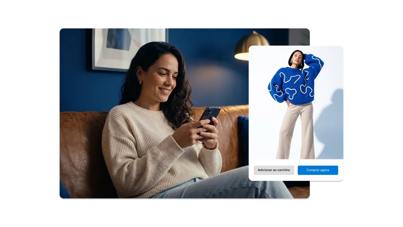 Cliente vendo um produto no celular