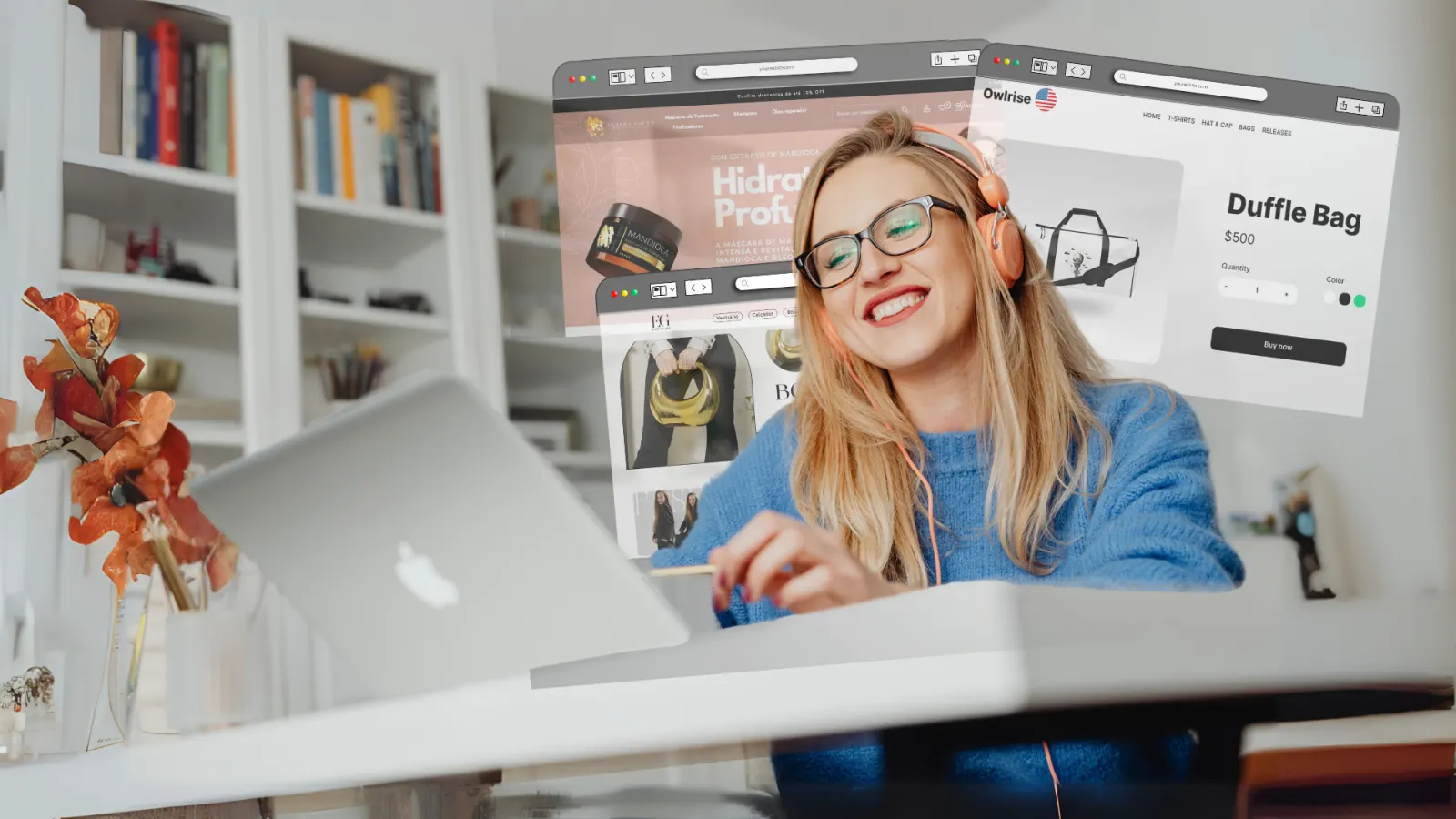 Empreendedora acompanhando os pedidos da loja no notebook